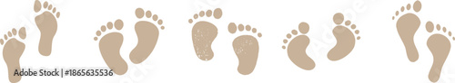 Foot Print Icon set. Foot imprint, footsteps collection. Human footprints silhouette. Barefoot, sneaker and shoes footsteps. Silhouette of barefoot soles with toes, walking steps concept.