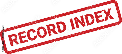 Red distressed rubber stamp with the bold text record index for administrative file classification systems