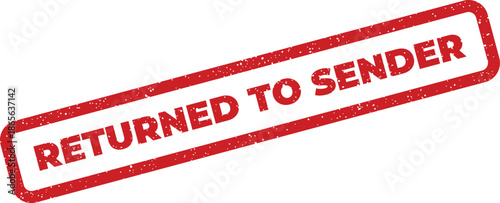 Red grunge effect stamp displaying RETURNED TO SENDER text in a rectangular outline for mail delivery