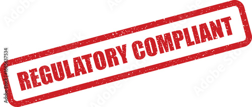 Red grunge rubber stamp mark with REGULATORY COMPLIANT text for official documentation