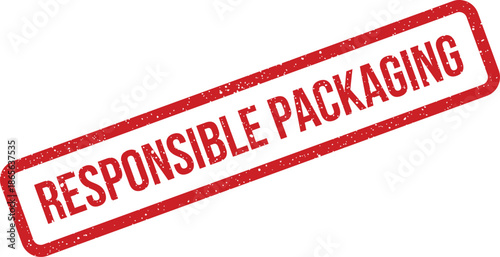 Red grunge rubber stamp mark with RESPONSIBLE PACKAGING text, conveying ethical business practices