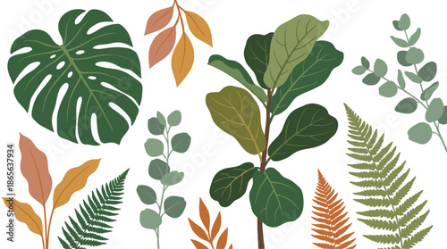 Tropical Leaves Collection Green.