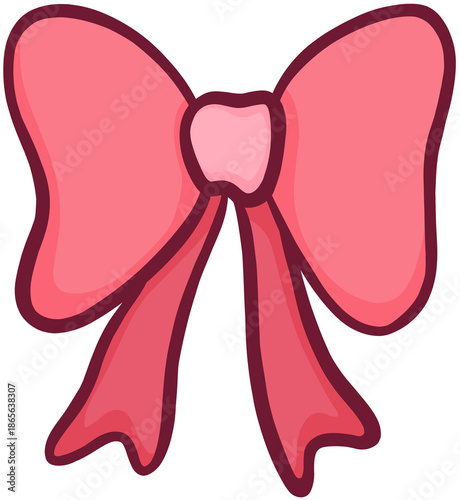 Cute Soft Pink Ribbon Hand Drawn Illustration