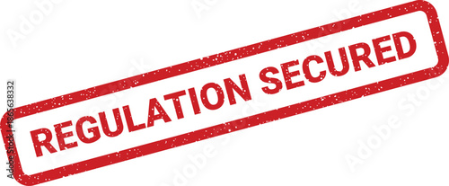 Red grungy regulation secured rectangular rubber stamp impression for official legal documentation or policy confirmation