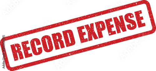 Red rectangular rubber stamp mark displaying RECORD EXPENSE with a distinct grunge texture effect