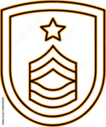 Military rank insignia shield vector icon