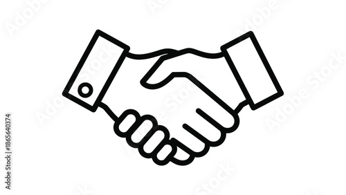 Simple line art illustration of two hands shaking in agreement