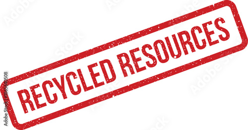 Textured rectangular rubber stamp mark with granular effect, highlighting the words Recycled Resources