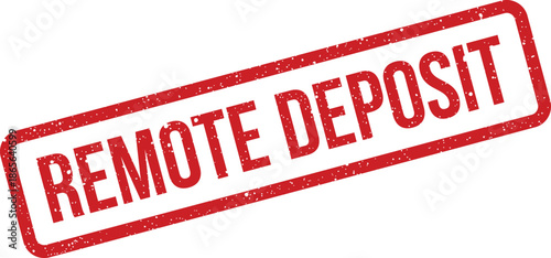 Textured rectangular stamp featuring the words Remote Deposit for modern banking and financial operations concept