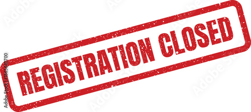 Textured rectangular stamp vector featuring REGISTRATION CLOSED text, indicating an event or program has reached capacity