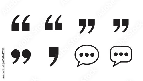 A collection of various punctuation marks and speech bubble icons displayed
