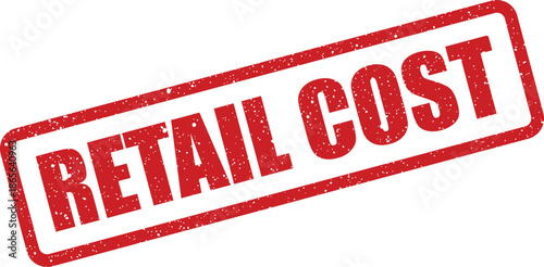 Textured red rectangular stamp indicating the retail cost of goods or services