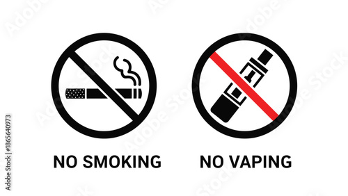Prohibition signs for smoking and vaping displayed with clear visual indicators