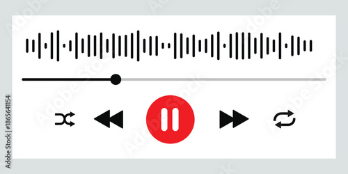 Video and audio music play button icon on white background. Play button icon concept. Music or video play bar icon.