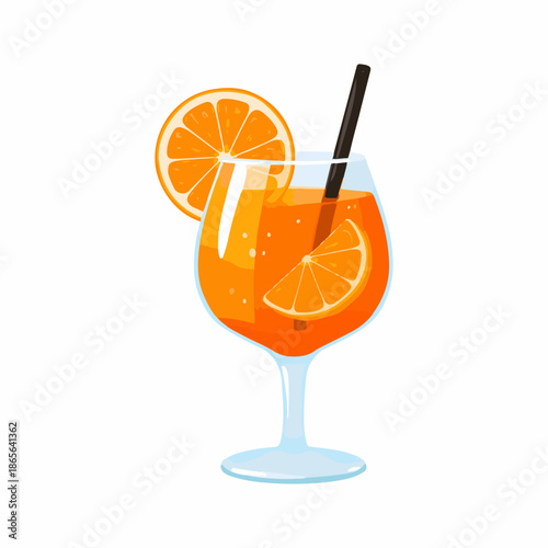 Refreshing Orange Cocktail Illustration with Citrus Garnish