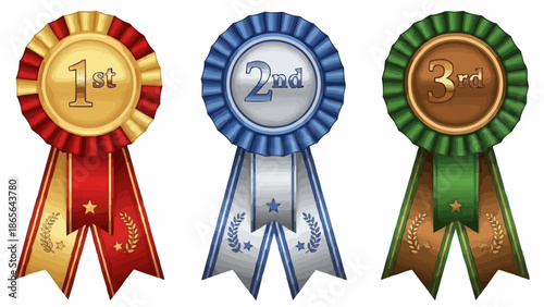 First Second and Third Place Ribbons Award Medals.