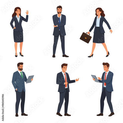 Business professionals in various poses and expressions