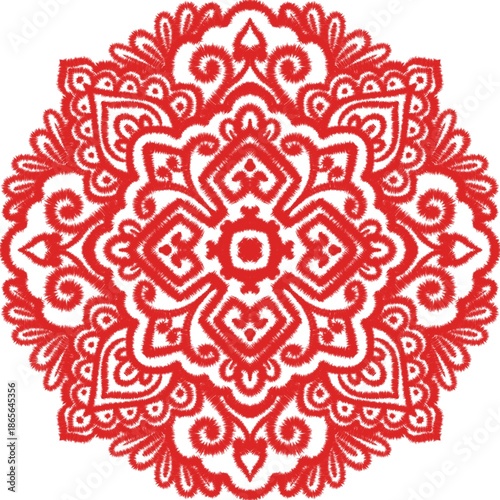 Red Floral Mandala Sacred Geometry Design