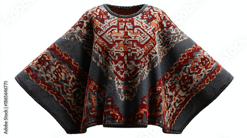 A stylish poncho with intricate patterns