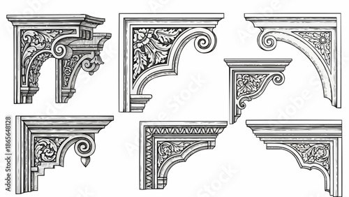Collection of Ornate Architectural Brackets and Corbels.
