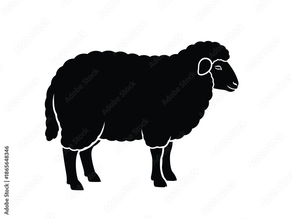 Obraz premium Black silhouette of a sheep standing