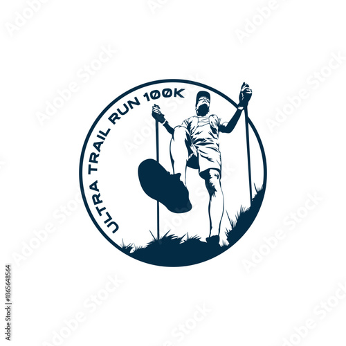 ultra trail running design logo vector image