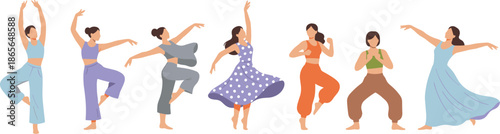 Dance, movement, expression, diversity, ballet, contemporary, activewear, performance, artistic, pose, elegance, energy, rhythm, style, grace, choreography, dynamic, fashion, flexibility