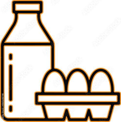 Milk bottle and eggs icon design illustration