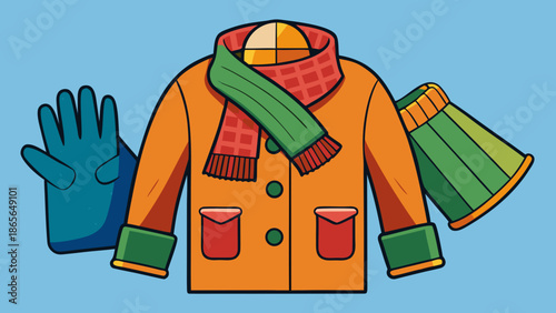 None Winter clothes illustration made from recycled materials