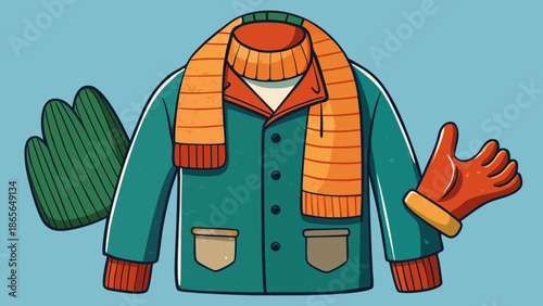 None Winter clothes illustration made from recycled materials in vibrant colors