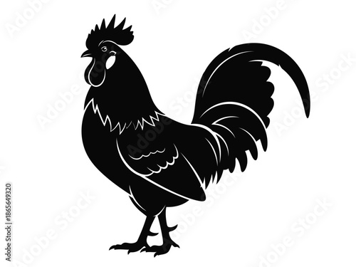 Black silhouette of a rooster standing
