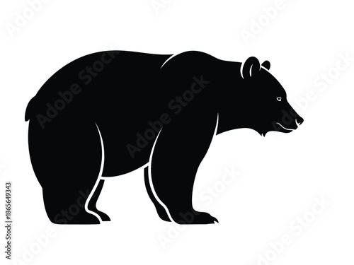 Black silhouette of a bear standing, vector illustration