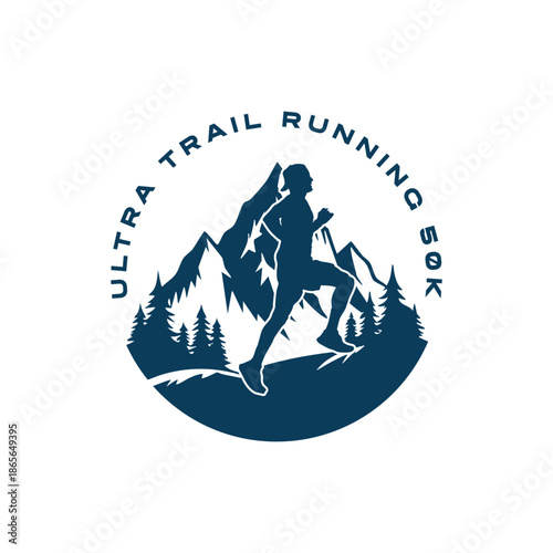 ultra trail running design logo vector image