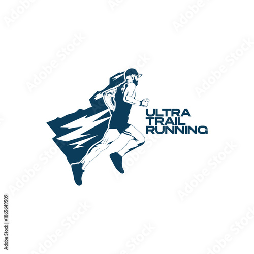 ultra trail running design logo vector image