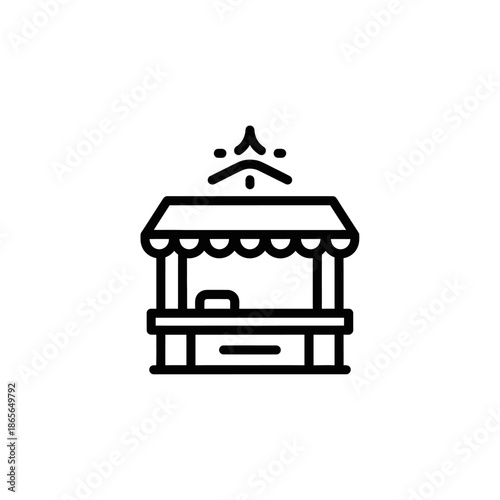Simple Market Stall Illustration with Sad Face Icon for Business Concepts