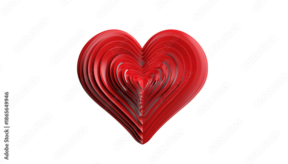 Obraz premium Glossy Red Heart Symbol on Transparent Background