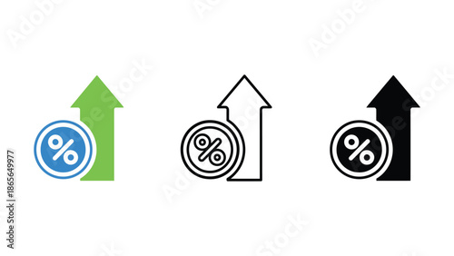 Financial growth and success represented by rising percentage graph and arrow.