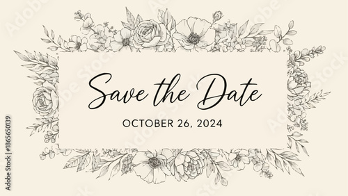 Save the Date floral wedding invitation October 26 2024.