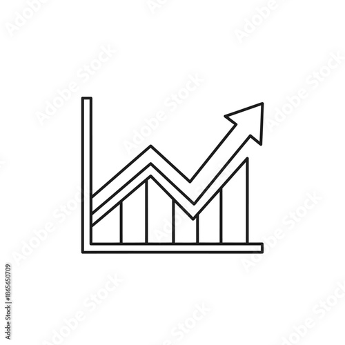 Business Growth Chart with Increasing Performance and Data Analysis