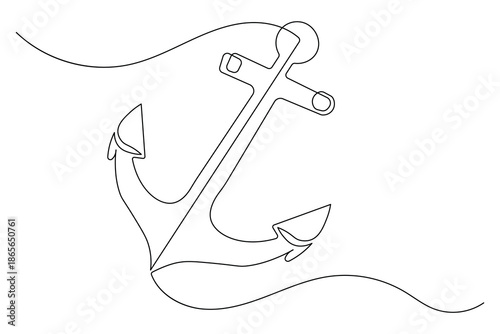 Ship anchor icon simple outline single line art illustration isolated