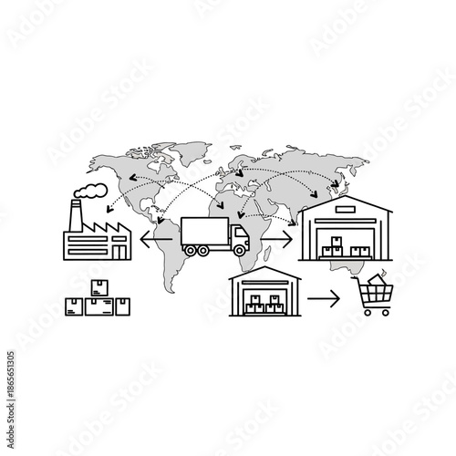 Global Supply Chain Logistics Process with Manufacturing, Transportation, and Retail