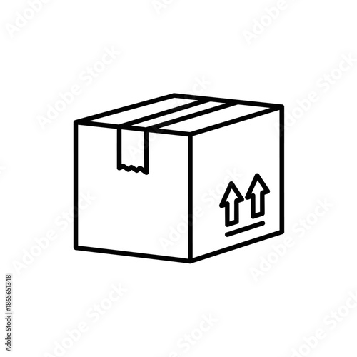 Illustration of a Cardboard Moving Box with Handling Symbols for Packaging and Shipping
