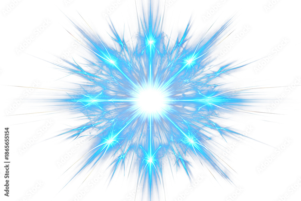 Obraz premium Bright Blue Starburst Light Effect Transparent PNG