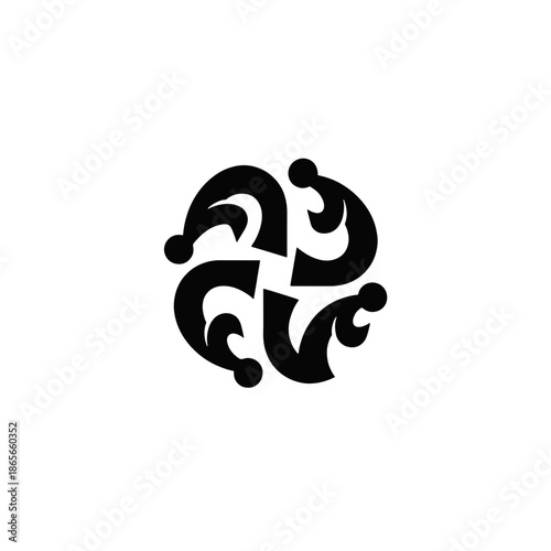 Confucianism symbol black silhouette icon. Religious and philosophical vector illustration. Abstract design element representing harmony and social order isolated on transparent background