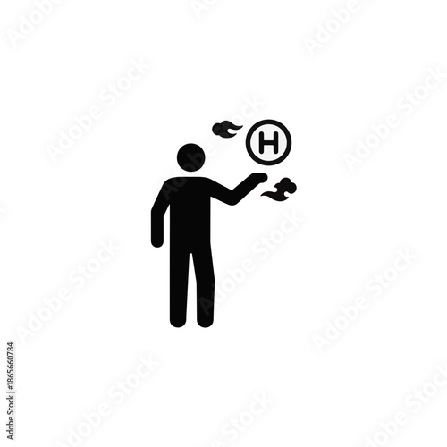 Black silhouette icon of a person explaining the concept of harmony. Minimalist glyph for philosophy and wellness. Flat vector illustration
