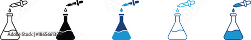 Lab flask icon set in multiple styles