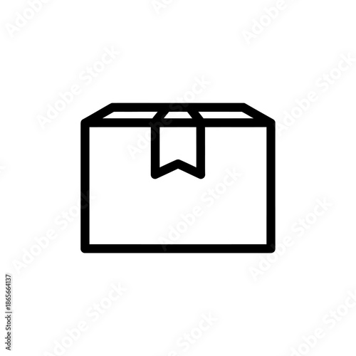 Simple Black and White Line Drawing of a Cardboard Box for Packaging or Moving