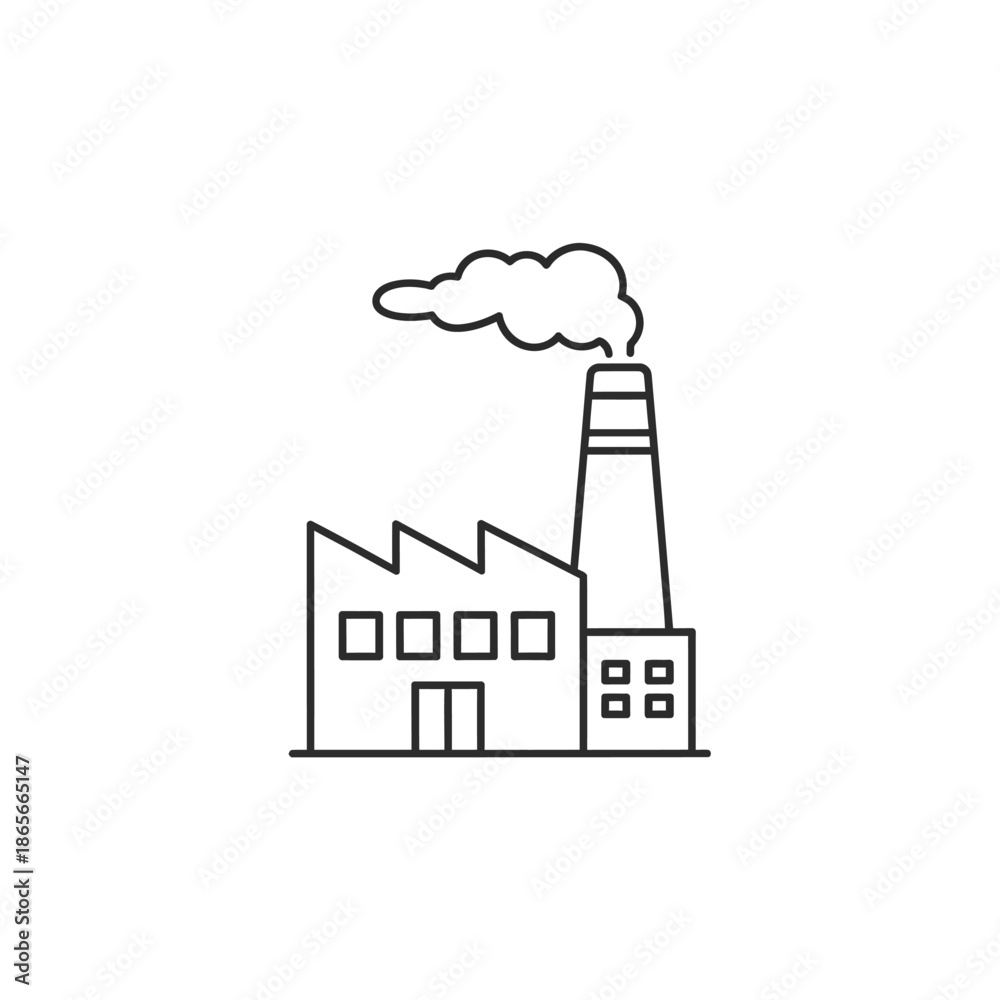 Obraz premium Illustration of Industrial Factory Emission with Smokestack in a Minimalist Style