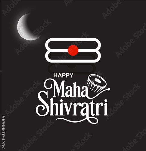 happy maha shivratri festive card with crescent moon and tilak