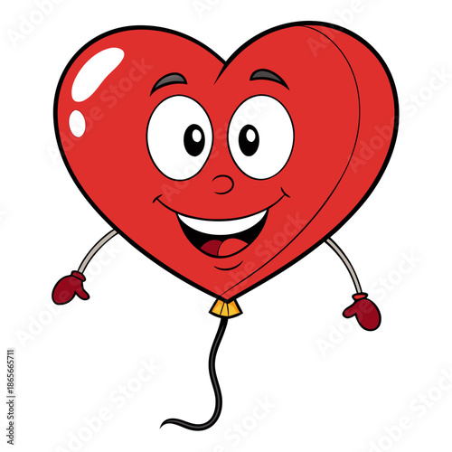 Valentine’s Day Heart Balloon on White Background Minimal Flat Vector Illustration